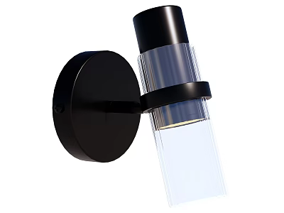 Modern Black Metal Wall Sconce With Clear Glass Shade And Soft Illumination 3d model