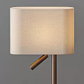 Modern Table Lamps with Silver and Brown Metal Bases and Beige Cylindrical Shades