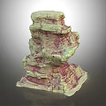 Artistic Stacked Wood And Stone Decorative Sculpture With Green Red Veined Layers