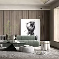 Quiet sofa tea table combination 3d model