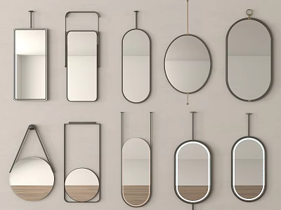 Various Shapes Modern Design Hanging Mirrors For Home Wall Decoration 3d model