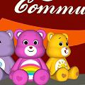 Commercial Equipment Displaying Colorful Stuffed Bears With Rainbow Sun Motifs And Communism Theme