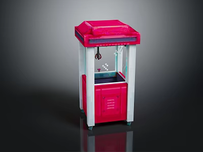 Electronic Claw Machine Pink And White Upright Design With Transparent Display Window For Kids Fun 3d model