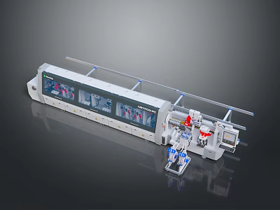 Advanced Industrial Automated Production Line With Robotic Arm Control Panels And Workstations 3d model