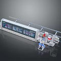 Advanced Industrial Automated Production Line With Robotic Arm Control Panels And Workstations