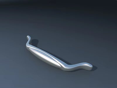 Modern Silver Metal Handle With Sleek Curved Smooth Surface Design 3d model