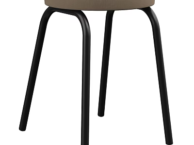 Modern Single Chair With Brown Upholstered Seat And Black Metal Legs 3d model