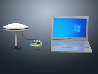 Industrial Equipment Monitoring Device With Laptop Connection And Sensor Modules 3d model