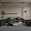 Modern Office Sofa Coffee Table Combination Leather Sofa Single Sofa Business Sofa 3d model