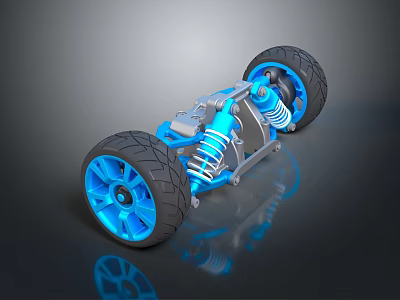 Car Auto Parts Suspension System With Wheel Hub Tires And Metal Springs 3d model