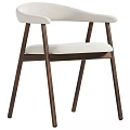 Modern Single Chair With Wooden Legs And White Cushioned Seat And Armrests