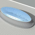 3D Model Of Oval Architectural Component With Transparent Glass Dome Structure 3d model