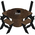 Quiet wind table and chair combination 3d model