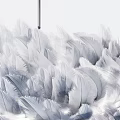 Modern Decorative Gray and White Feather Flower Shaped Fluffy Chandelier Design