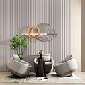 Modern leisure sofa combination negotiation table and chair combination 3d model