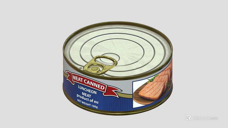 Canned Luncheon Meat With Metal Lid And Pull Tab Packaging For Daily Use 3d model 