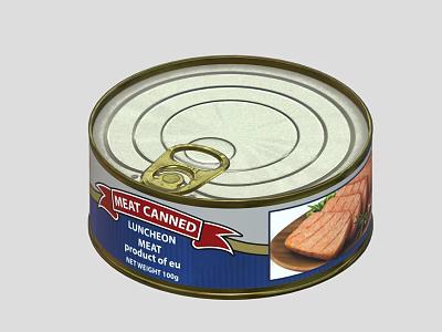 Canned Luncheon Meat With Metal Lid And Pull Tab Packaging For Daily Use 3d model
