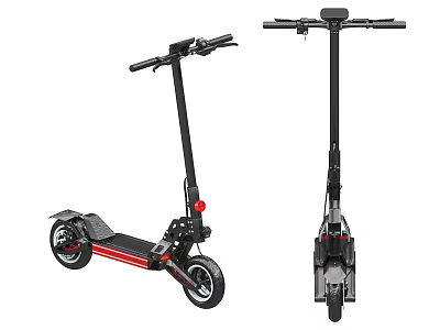 Modern Foldable Electric Scooter With Red Black Design And Two Wheels 3d model