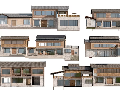 Traditional Ancient Architecture Design With Wooden Structure Tile Roof And Courtyard 3d model