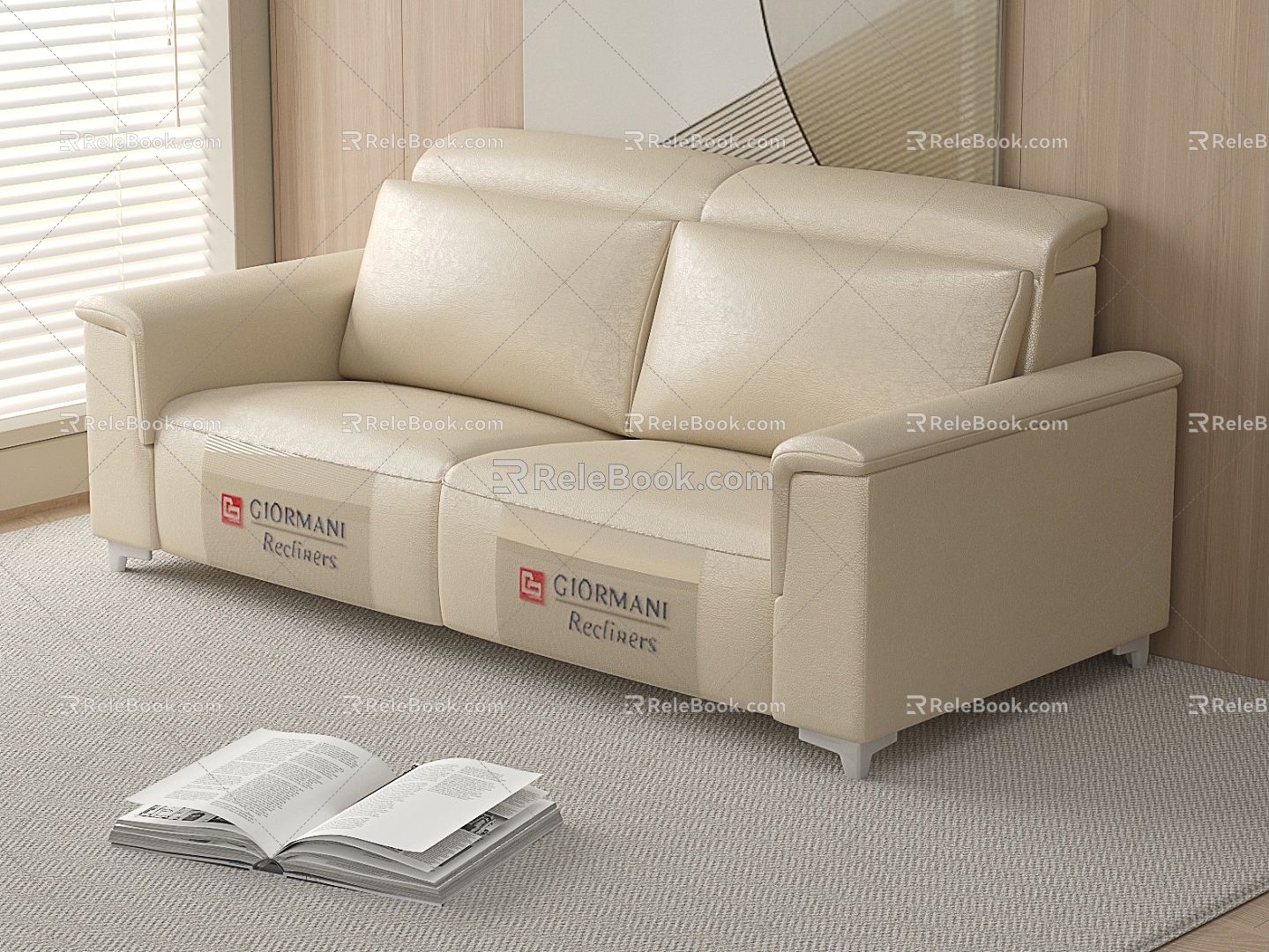 Leather double sofa 3d model