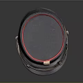 Vintage Black Military Hat With Red Trim Gold Embroidery And Leather Strap Design