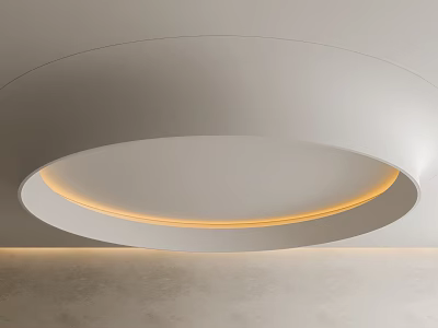 Modern Ceiling Design With Circular Shape And Warm Recessed Lighting Features 3d model