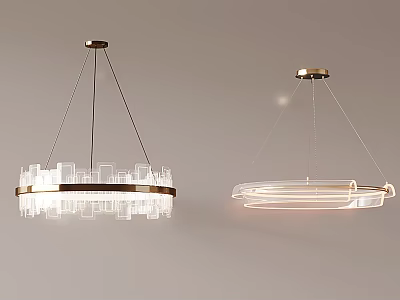 Modern Crystal Pendant Lights With Transparent Circular Design And Warm Illumination 3d model