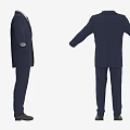 Men's Formal Navy Blue Suits With White Shirts Gray Ties And Black Shoes