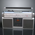 Retro Vintage Radio Cassette Player With Classic Silver Design Handle And Built In Speakers