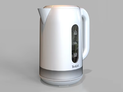 Modern Tefal Electric Kettle With White Design And Transparent Water Level Window For Daily Use Electrical Appliance 3d model