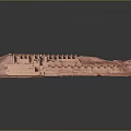 Red Architectural Model Showcasing Multi Level Steps And Arranged Building Units