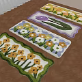 Colorful Floral Shaped Area Rugs On Wooden Floor