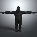 3D Render Of Gorilla Model Standing With Arms Outstretched On Gray Background 3d model