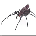 Grotesque Purple Creature Body With Exposed Organs Spiky Hair And Long Legs