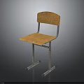 Wooden Chair With Metal Frame And Comfortable Seat Backrest Design