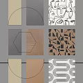 Geometric Pattern Decorative Cards With Abstract Designs And Beige Gray Brown Tones 3d model