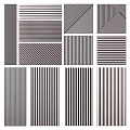 Modern Wall Panels With Various Striped Patterns In Black White Grey Tones 3d model