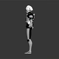 Futuristic Sci Fi Robot Character With Metallic Armor And Blue Glowing Joints