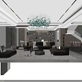Modern Minimalist Open Dining And Living Room With Custom Dark Cabinetry And Elegant Linear Lighting