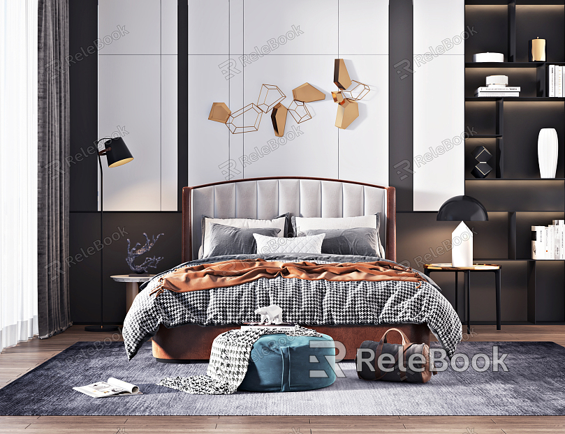 Modern background double bed model