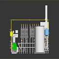 Industrial Equipment Setup With Pipes Tanks Cylindrical Unit Valves And Colored Containers