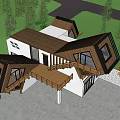 Modern Detached Villa With Unique Wooden Architectural Design White Exterior And Natural Surroundings