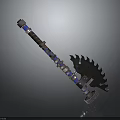 Mechanical Tool With Metal Construction Sawtooth Blade Blue Silver Components And Bolts 3d model