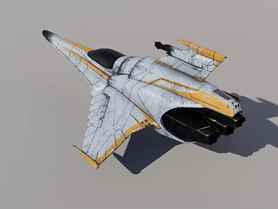 Sci Fi Fighter Jet Weapon With Futuristic Gray Yellow Design And Aerodynamic Features 3d model