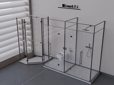 Modern Shower Head Design With Glass Enclosure And Chrome Fixtures For Bathroom 3d model