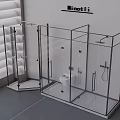 Modern Shower Head Design With Glass Enclosure And Chrome Fixtures For Bathroom