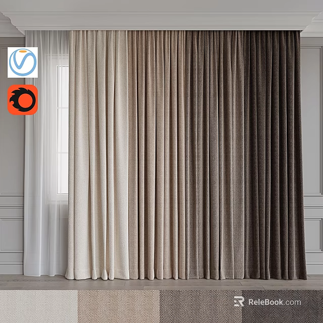 Elegant Curtains With Multiple Tones And Soft Fabric For Modern Home Window Decor 3d model 
