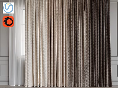 Elegant Curtains With Multiple Tones And Soft Fabric For Modern Home Window Decor 3d model