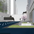 Contemporary Garden Landscape Design With Green Lawn Bamboo Sculpture And Sunlight