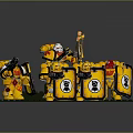 Lego Castle Architecture With Yellow Red Warriors Shields And Weapons Displayed